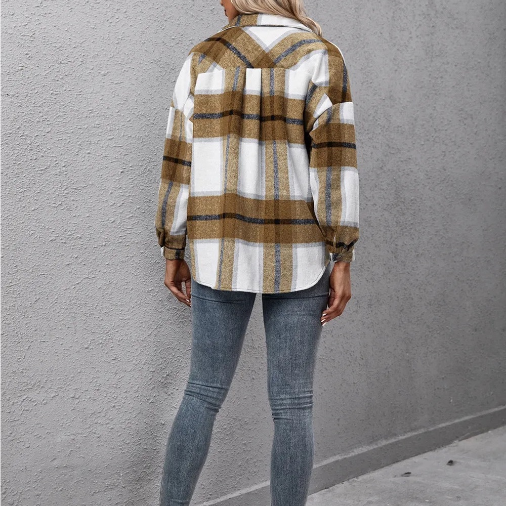 Plaid Long Sleeve Shirt Jacket - Picture 6 of 10